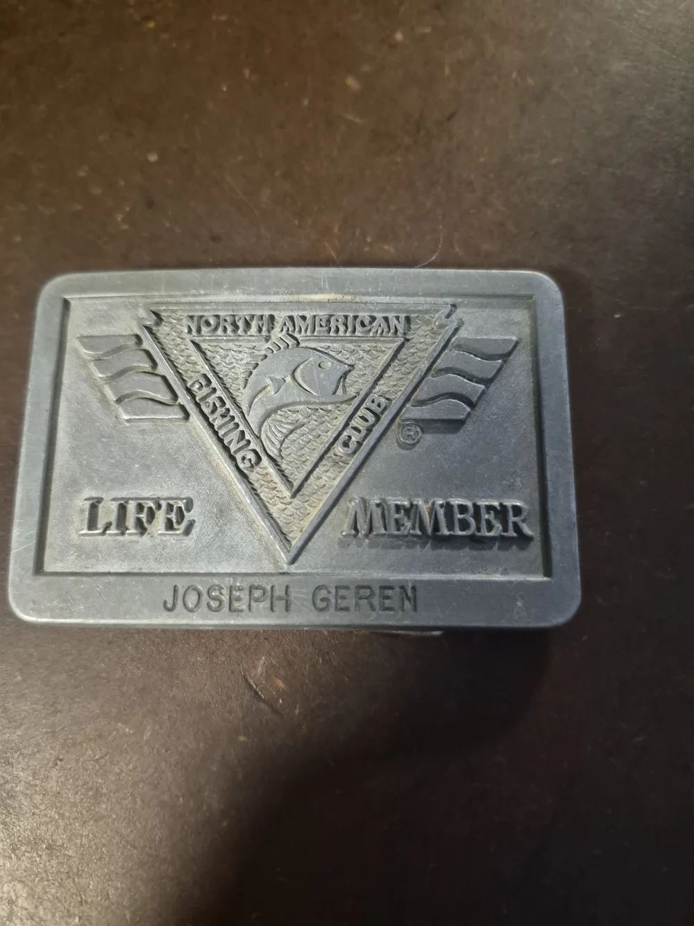 Vintage North American Fishing Club Life Member Joseph Geren Belt Buckle 1091